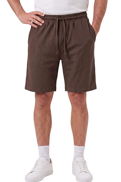 DeepSEA Brown Cotton Lycra Elastic Drawstring Men's Shorts – Summer Premium C...