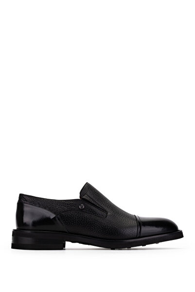 Tamer Tanca Men's Genuine Leather Black Floater Classic Shoes
