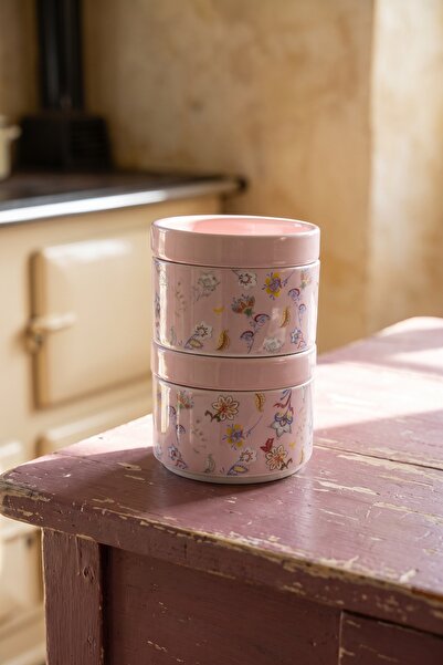 ACAR Terra 2-Piece Porcelain Storage Container Set Pink - 9 cm