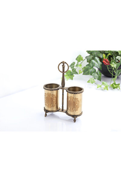 alya home aksesuar Double Metal Spoon Holder Antique