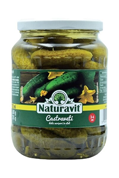 Naturavit Кисели краставички 3 - 6 см в оцет, 720 мл