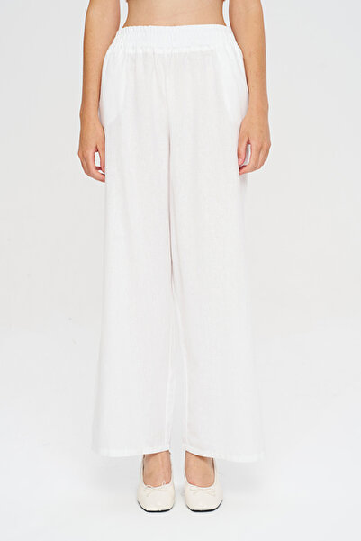 Orfeo Negro Women's Wide Leg Solid Color Trousers with Elastic Waist