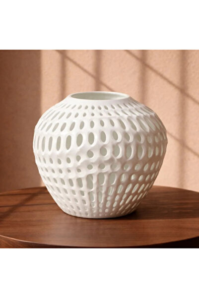 Generic Brand Gc-24/849 Patterned Glass Vase - 26.5X29.5 cm - White