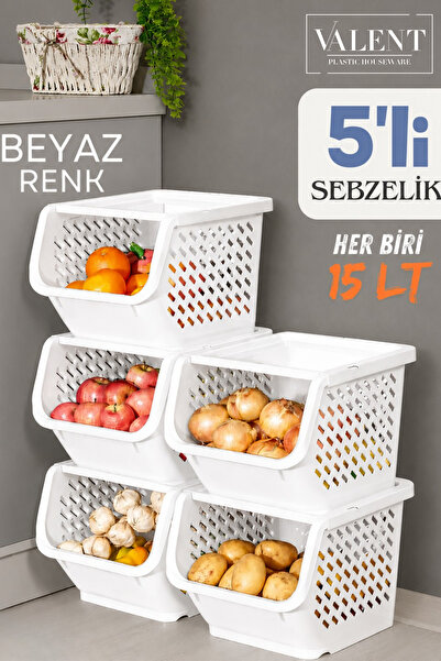 VALENT 5'li Patates & Soğanlık, Kapaklı Katlı Sebzelik, Oyuncak Sepeti, Banyo...