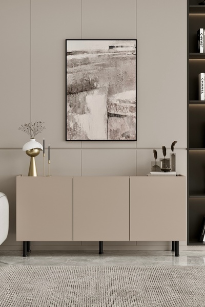 Furnitt Home Hitit Konsol 140 cm Kumtaşı Bej (100% MDF) Metal Ayak
