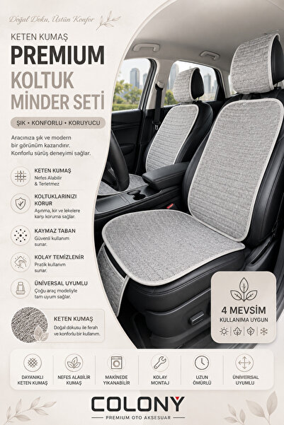 COLONY Fiat Egea Cross Uyumlu Keten Kumaş Tam Set–Araca Özel,Kolay Montaj,Su ...