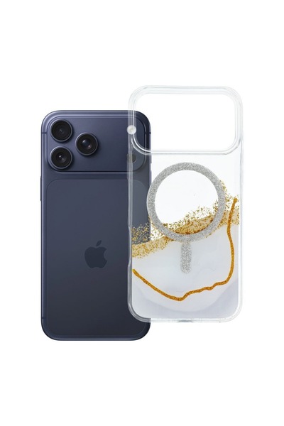 Golden Husă protecție compatibilă MagSafe pentru iPhone 17 Pro Max, albă