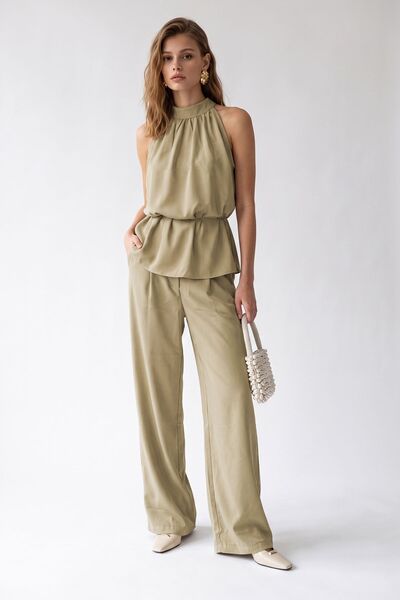 Hiccup MIXRAY Set Bluză Halter Și Pantaloni Evazați