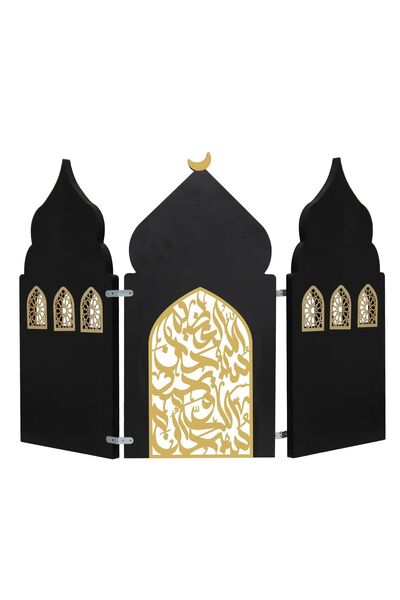 OEM Decorațiune Mini Moschee 3D din Lemn Festival Ramadan Negru 60 cm
