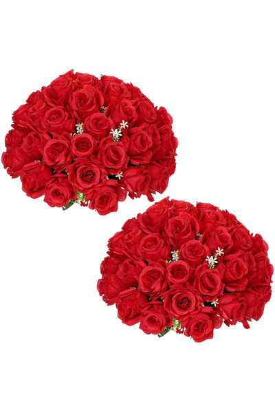 OEM Flori artificiale Trandafiri roșii Buchet funerar Realist 2 bucăți 35 cm