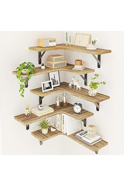 U-HOOME U HOOME Corner Floating Shelves Wall Mounted Set of 5, Corner Floatin...