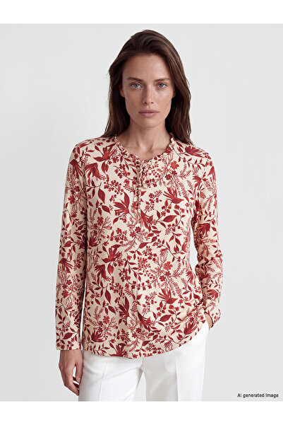 LC Waikiki Original Tie-Neck Patterned Blouse