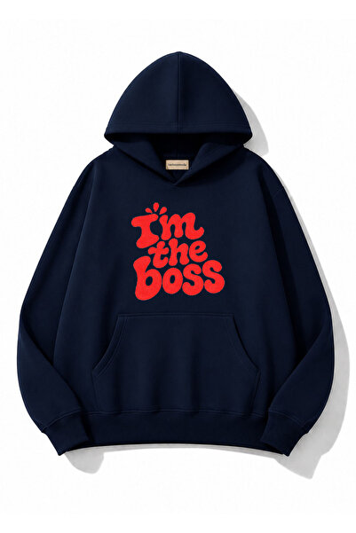 herkesemoda Text Printed Hooded 2 Thread Raster Sweatshirt