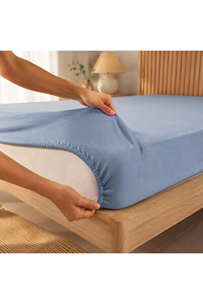 nnevora Double Combed Cotton Elastic Fitted Sheet 160X200+27 cm – Four-Sided ...