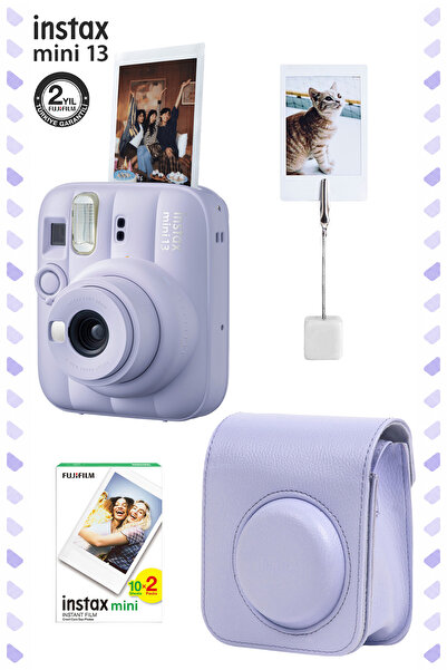 Fujifilm Instax Mini 13 Dreamy Purple Fotoğraf Makinesi Deri Çanta Kıskaç ve ...