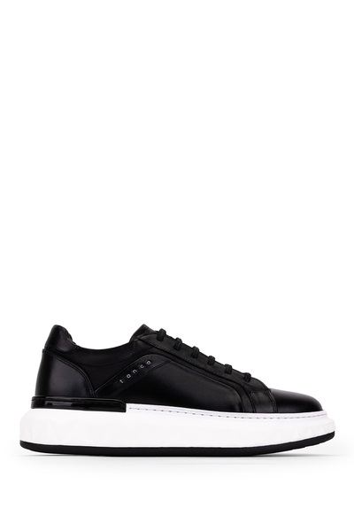Tamer Tanca Men's Genuine Leather Black Sneakers & Sports Shoes