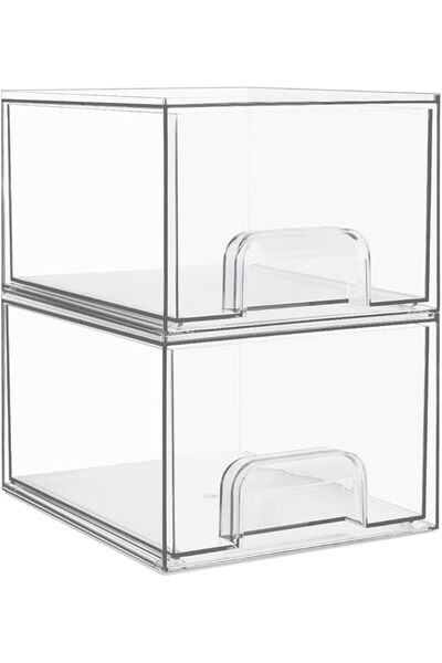 Vtopmart 2 Pack Small Clear Stackable Storage Drawers Organizer,11.2cm Tall |...