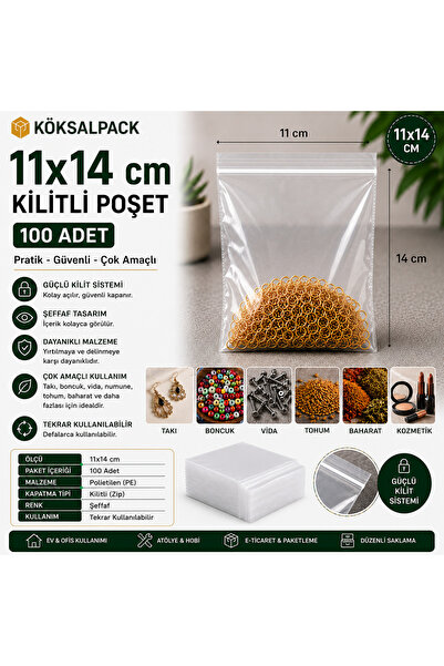 Köksal Pack Köksalpack 11X14 cm Ziplock Bag Transparent Ziplock Bag 100 Piece...
