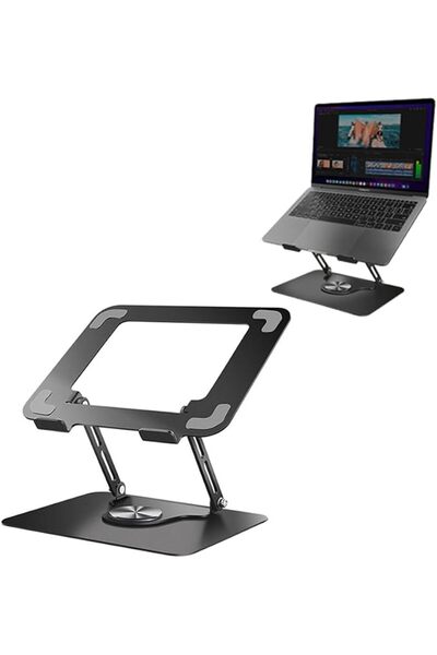 KASTWAVE Adjustable Laptop Stand with 360 Rotating Base, Stable Computer Stan...