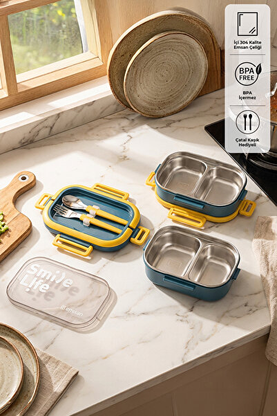 Emsan Smile Life Çift Katlı Lunch Box Mavi