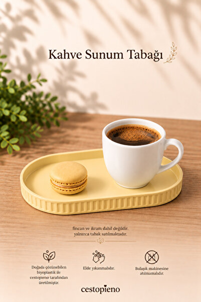 CESTOPİENO Coffee Presentation Plate Oval Serving Tray |   Eco-Friendly Biopl...