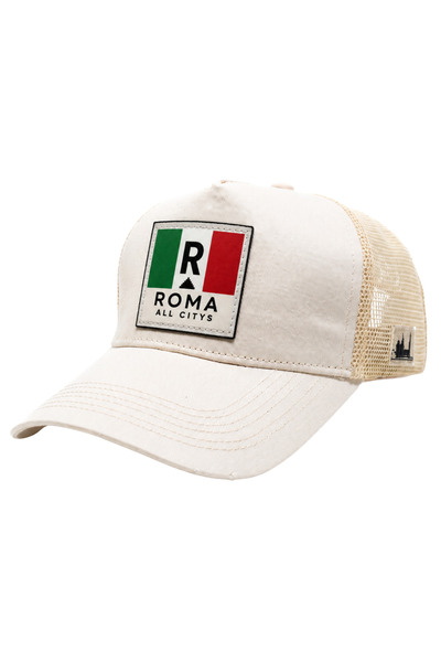 All citys Rome Flag Patch Detailed Mesh Trucker Baseball Cap