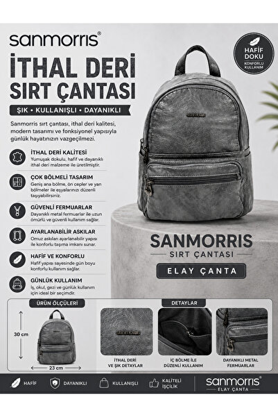 Sanmorris حقيبة ظهر نسائية من الجلد المستورد للاستخدام اليومي بتصميم أنيق وعملي