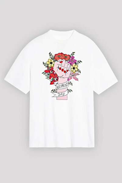 UFC 1985 TOP BRAND 8 March International Women's Day Printed Oversize Crew Ne...