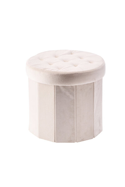 Decorer Taburet din catifea de culoare fildeș 38 x 36 cm