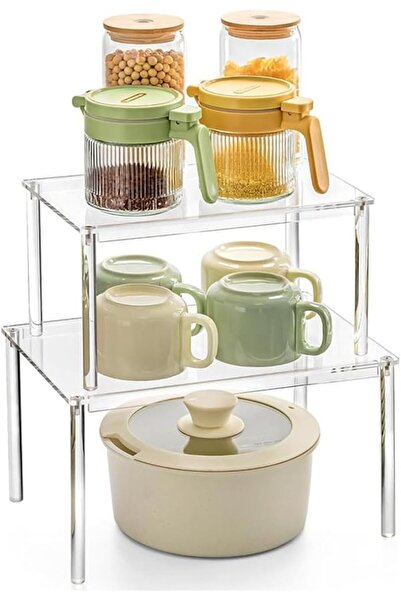 Yelajoy 2Pcs Acrylic Cabinet Organizer, Stackable Spice Rack Organizer for Ki...