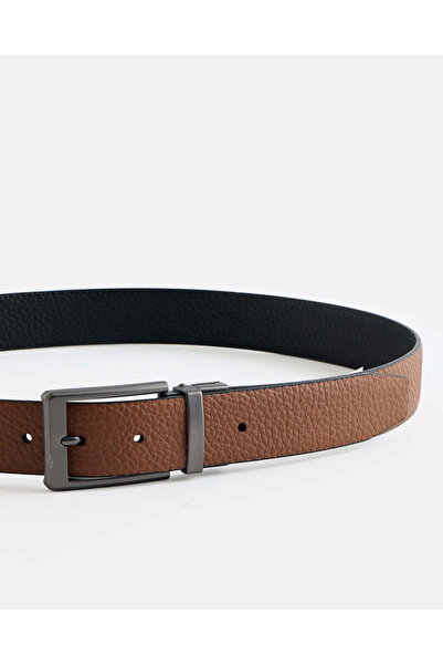 REDTAG Men Tan And Black Reversible Twist Buckle Belt