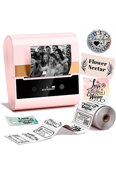 Phomemo M260 Etiket Makinesi 79mm Kablosuz Taşınabilir, Pembe, Android, IOS v...