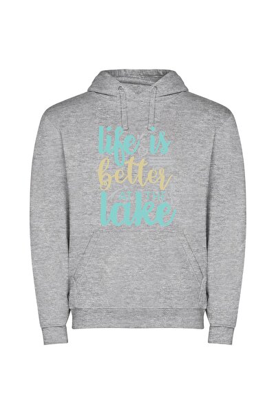 iLovePrints Lake Bliss: True Life Φούτερ με κουκούλα σε χρώμα Γκρι