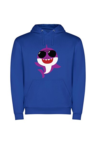 iLovePrints Shark Jamming in Style Φούτερ με κουκούλα σε χρώμα Μπλε