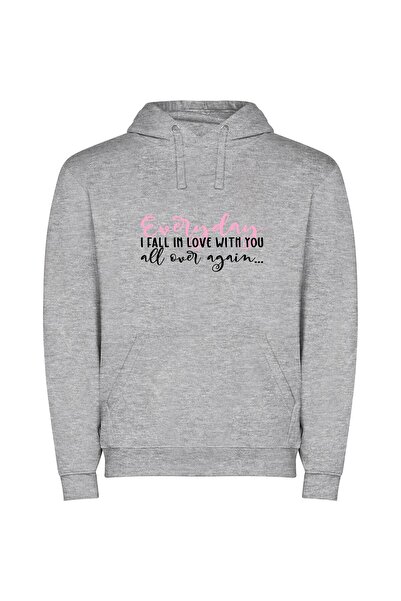 iLovePrints Elegant Pink Ink Aesthetic Φούτερ με κουκούλα σε χρώμα Γκρι