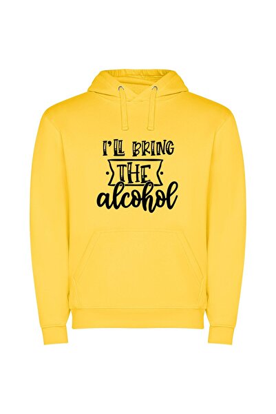 iLovePrints White Background Booze Party Φούτερ με κουκούλα σε χρώμα Κίτρινο