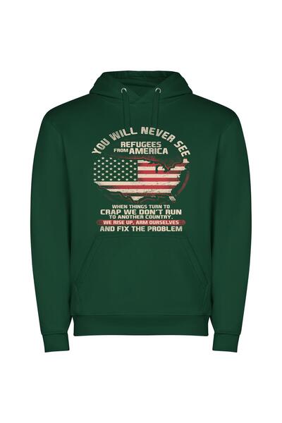 iLovePrints Refugee-Free United States Φούτερ με κουκούλα σε χρώμα Πράσινο