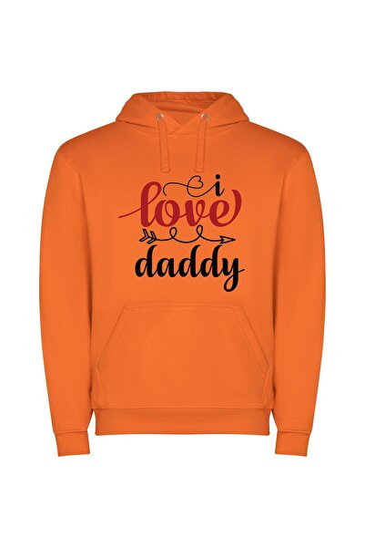 iLovePrints Digital Daddy Devotion Φούτερ με κουκούλα σε χρώμα Πορτοκαλί
