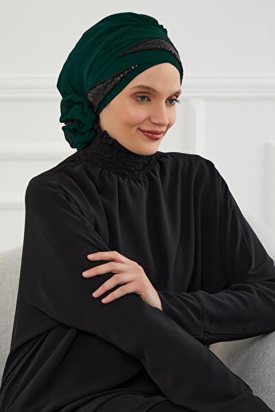 Aisha's Design Shiny Sequined Special Design Chiffon Ready-Made Turban,Ht-47P