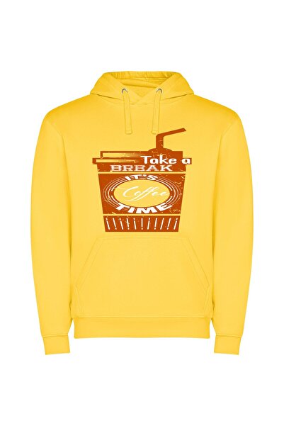 iLovePrints Java, Illustrated Indulgence Φούτερ με κουκούλα σε χρώμα Κίτρινο