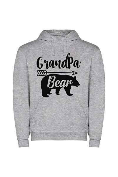 iLovePrints Stencil Bear, Grandpa's Pride Φούτερ με κουκούλα σε χρώμα Γκρι