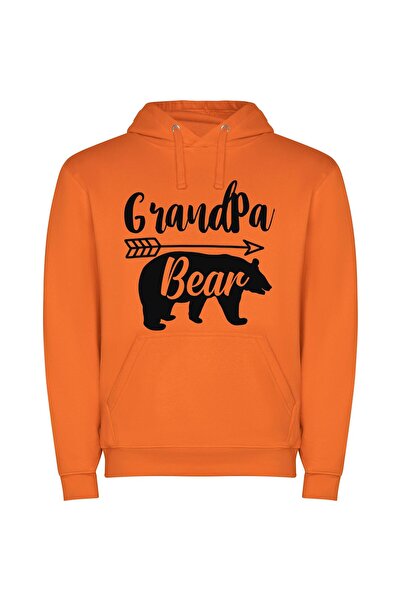 iLovePrints Stencil Bear, Grandpa's Pride Φούτερ με κουκούλα σε χρώμα Πορτοκαλί