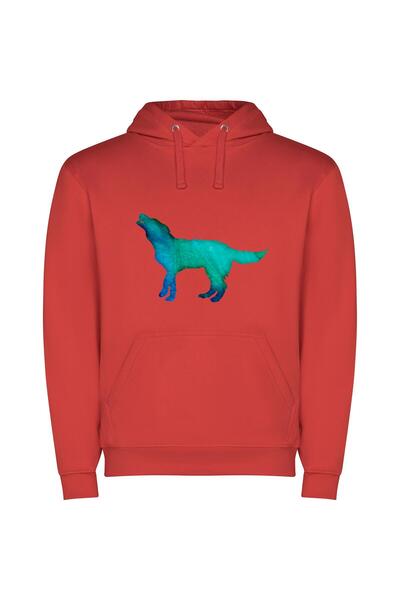 iLovePrints Midnight Serenade: Digital Canine Φούτερ με κουκούλα σε χρώμα Κόκ...