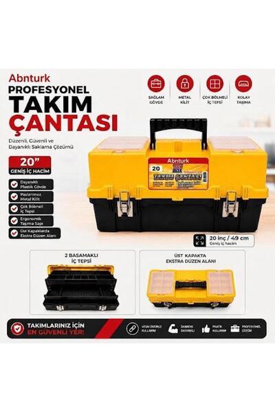 abnturk 20'' Paslanmaz Çelik Çift Kilitli 3 Katlı İç Tepsili Profesyonel Takı...