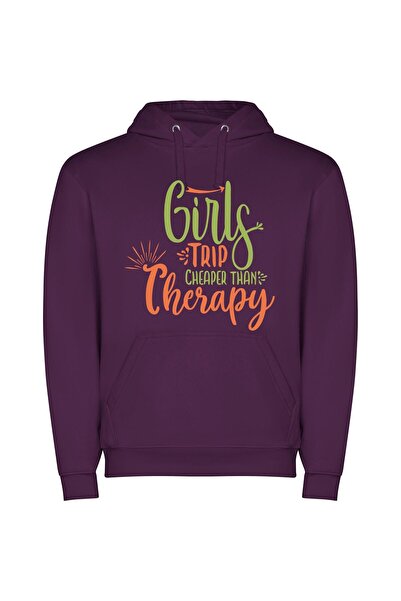 iLovePrints Budget Bliss: Girls Roadtrip Φούτερ με κουκούλα σε χρώμα Μωβ