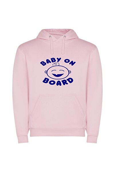 iLovePrints Blue Neon Baby Emblem Φούτερ με κουκούλα σε χρώμα Ροζ