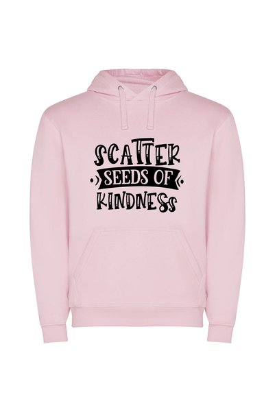 iLovePrints Scatter Kindness: Elegant Lettering Φούτερ με κουκούλα σε χρώμα Ροζ