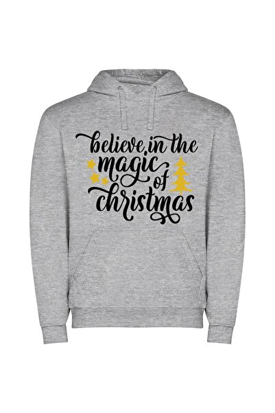 iLovePrints Enchanting Yuletide Magic Φούτερ με κουκούλα σε χρώμα Γκρι