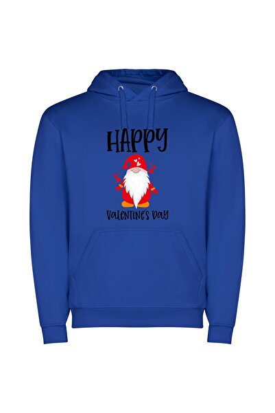 iLovePrints Euphoric Valentine's Greetings Φούτερ με κουκούλα σε χρώμα Μπλε