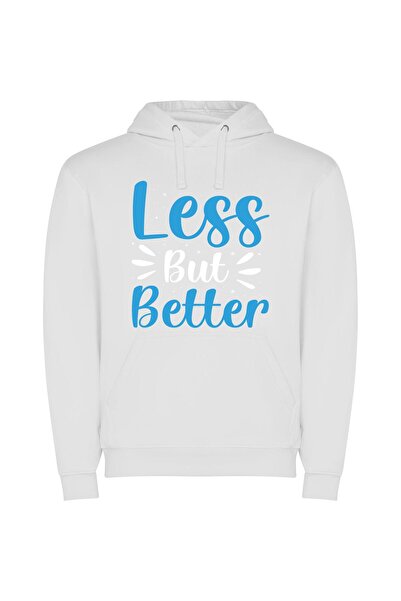 iLovePrints Exquisite Minimalistic Typography Φούτερ με κουκούλα σε χρώμα Λευκό